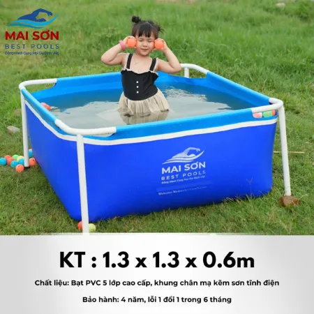 Bể Bơi Lắp Ghép Gia Đình KT 1.3x1.3x0.6m 8 Bể Bơi Lắp Ghép Gia Đình KT 1.3x1.3x0.6m