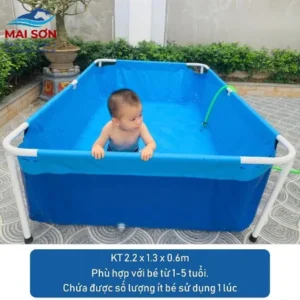 bể bơi lắp ghép gia đình kt 2.2x1.3x0.6m