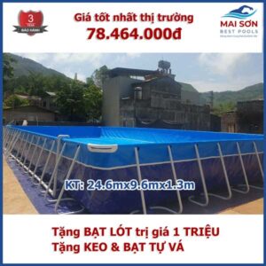 Bể Bơi Trường Học Cỡ Lớn KT dài 24.6x9.6x1.3m