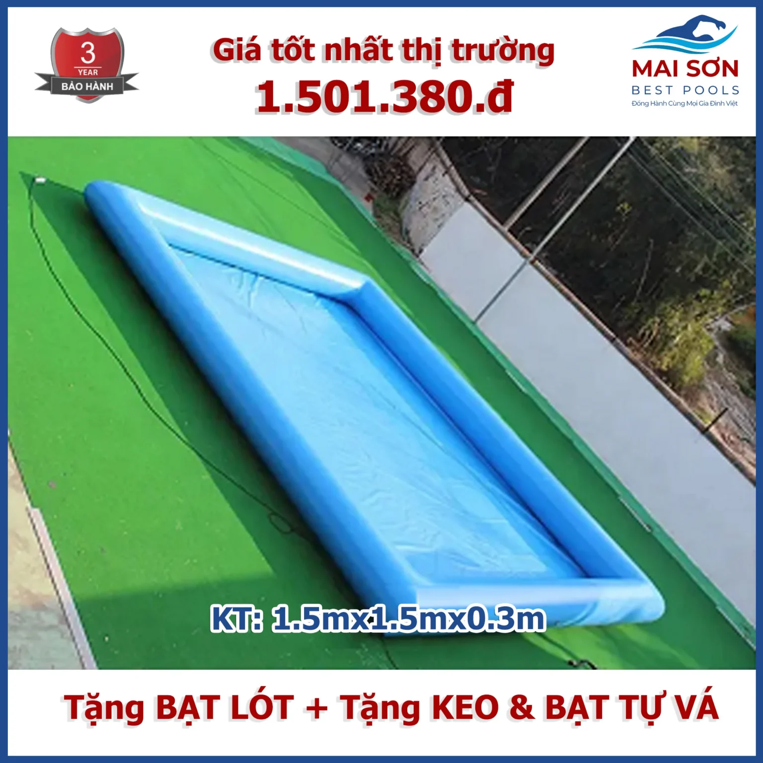 Bể phao bơi gia đình cao cấp KT 1.5x1.5x0.3 1 Bể phao bơi gia đình cao cấp KT 1.5x1.5x0.3