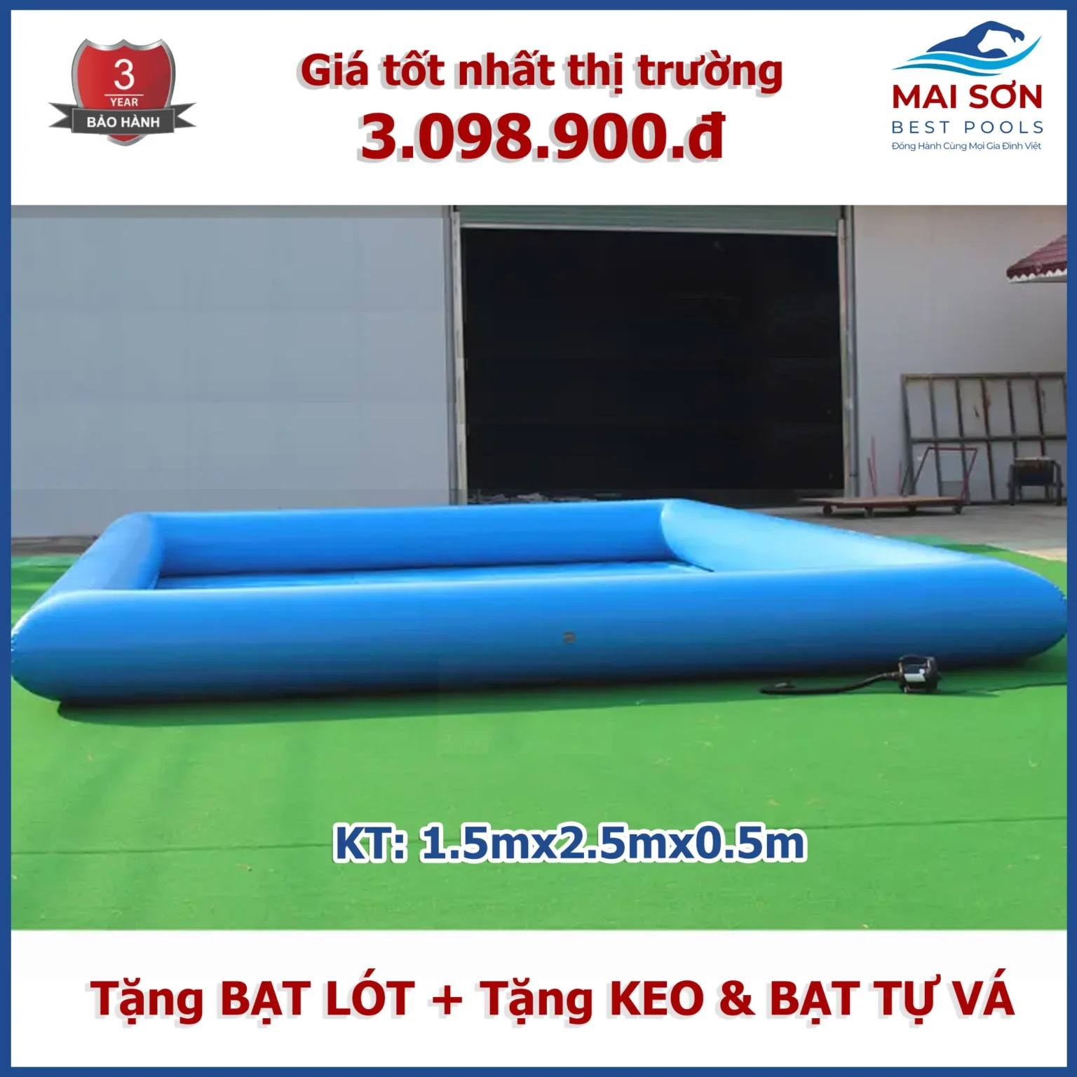 Bể phao bơi cao cấp gia đình KT 1.5x2.5x0.5 1 Bể phao bơi cao cấp gia đình KT 1.5x2.5x0.5