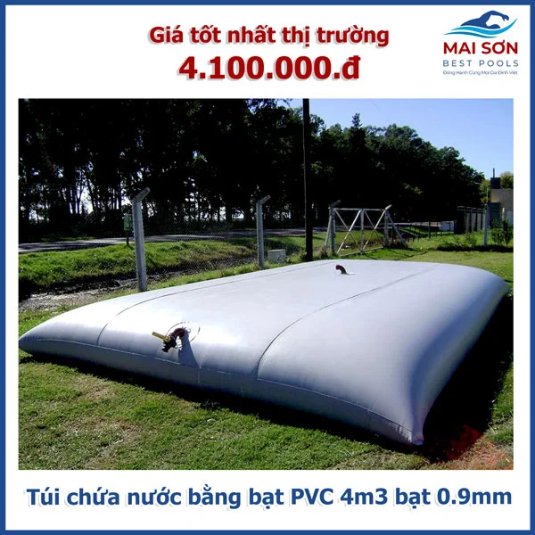 Túi chứa nước di động bằng bạt PVC 4m3 bạt 0.9mm