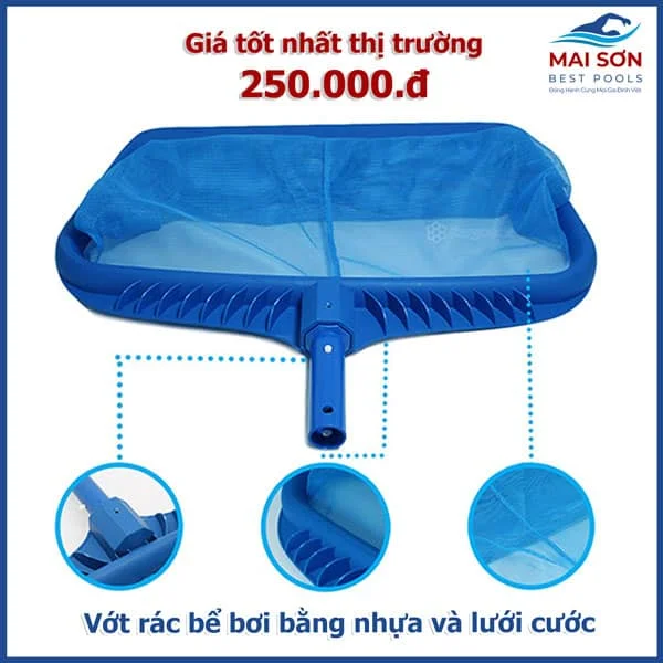 Vớt rác bể bơi bằng nhựa và lưới cước