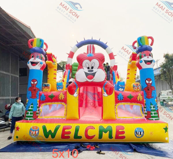 Alternative view of Nhà Bơm Hơi Chú Chó Đỏ Mickey Mai Sơn, Lâu Đài Bơm Hơi, Nhà Hơi, Nhà Phao – nhắn sản xuất theo yêu cầu