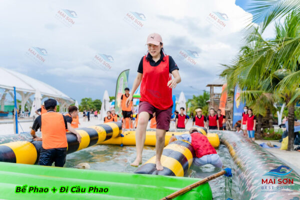 Alternative view of Bể Phao + Cầu Phao Gậy Hơi Team Buiding Mai Sơn, Đồ Chơi Bơm Hơi Sự Kiện