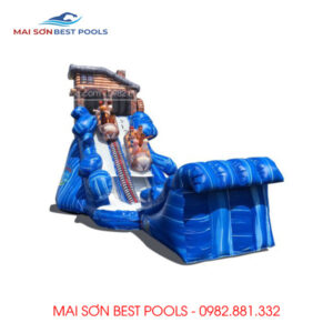 Mẫu Nhà hơi xe lửa - Nhà phao trượt nước bơm hơi trẻ em.