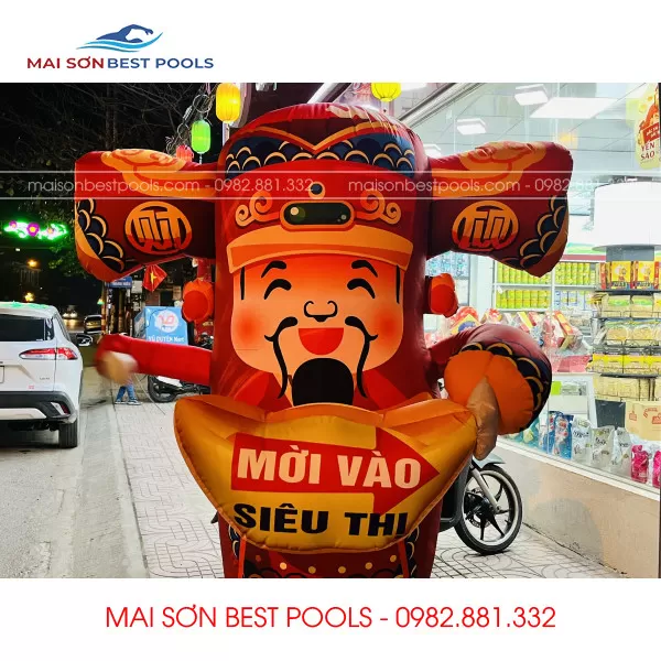 Mẫu Rối Hơi Thần Tài tại Siêu Thị (Rối hơi vẫy tay, chào mừng tại Siêu Thị)