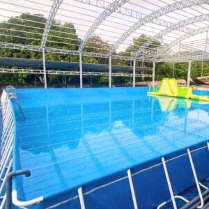 Bể bơi trường học lắp ghép có mái che an toàn, thi công nhanh