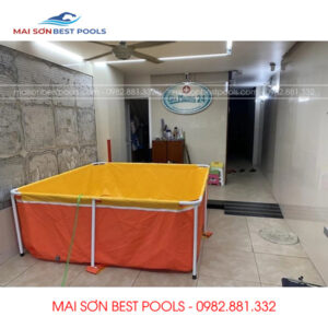 Bể bơi mini KT 2.2m x 3.1m x 0.8m trẻ em, bể bơi khung kim loại, bể bơi lắp ghép tại nhà