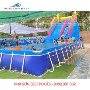 Mẫu Bể bơi lắp ghép, khung kim loại, bể bơi cỡ lớn cho các đơn vị kinh doanh, công viên nước.