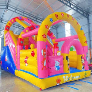 Nhà Hơi Cầu Trượt Mickey Vàng Mai Sơn, Lâu Đài Bơm Hơi, Nhà Hơi, Nhà Phao – nhắn sản xuất theo yêu cầu