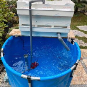 Bồn bạt nuôi cá tròn khung sắt KT 2x0.8m, bạt dày 0.95mm