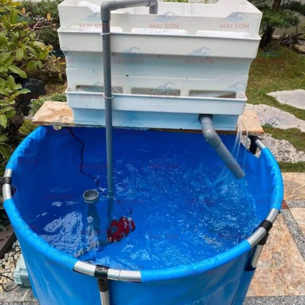 Bồn bạt nuôi cá tròn khung sắt KT 2x0.8m, bạt dày 0.95mm