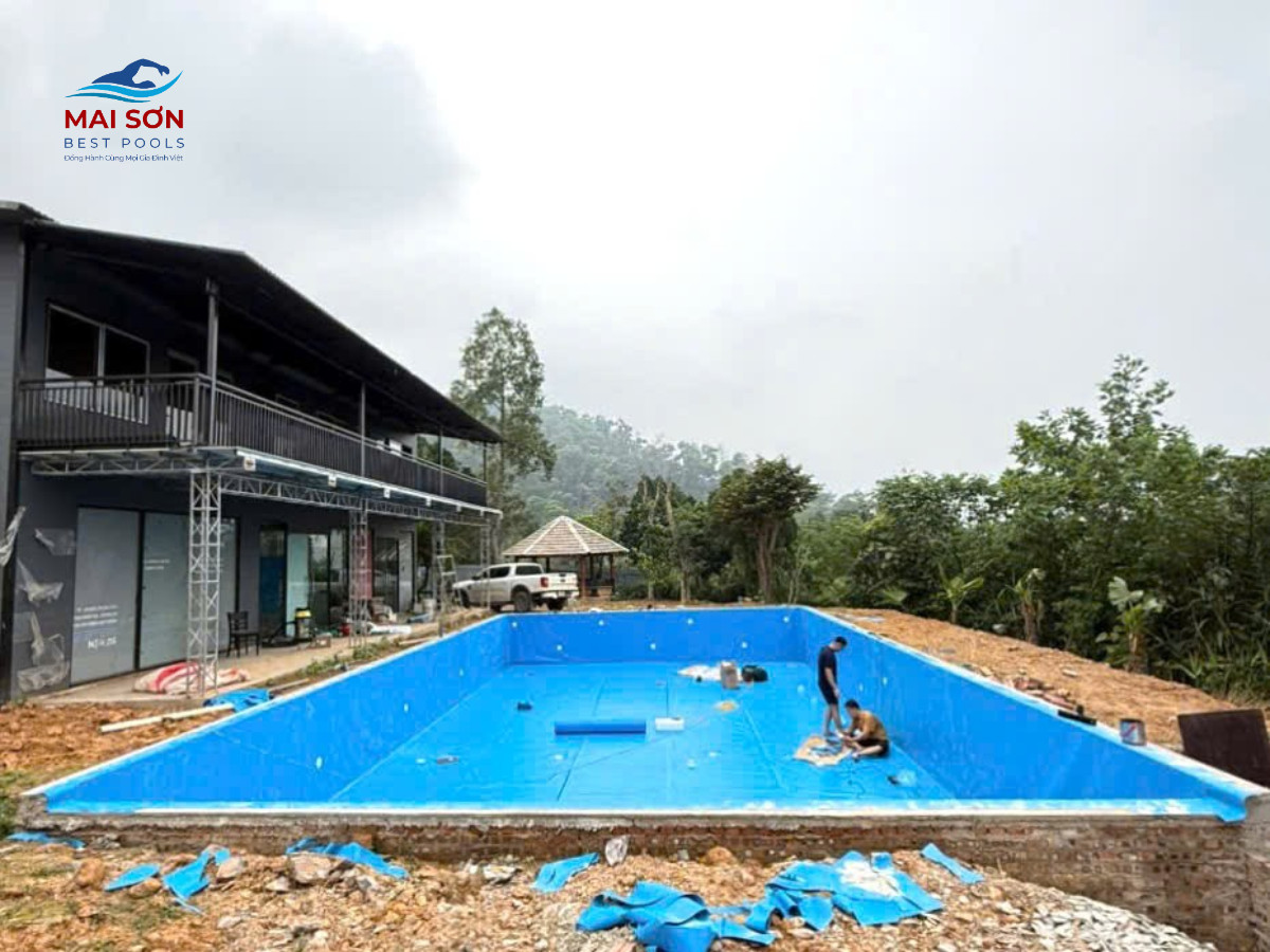 Bể bơi âm lót bạt PVC