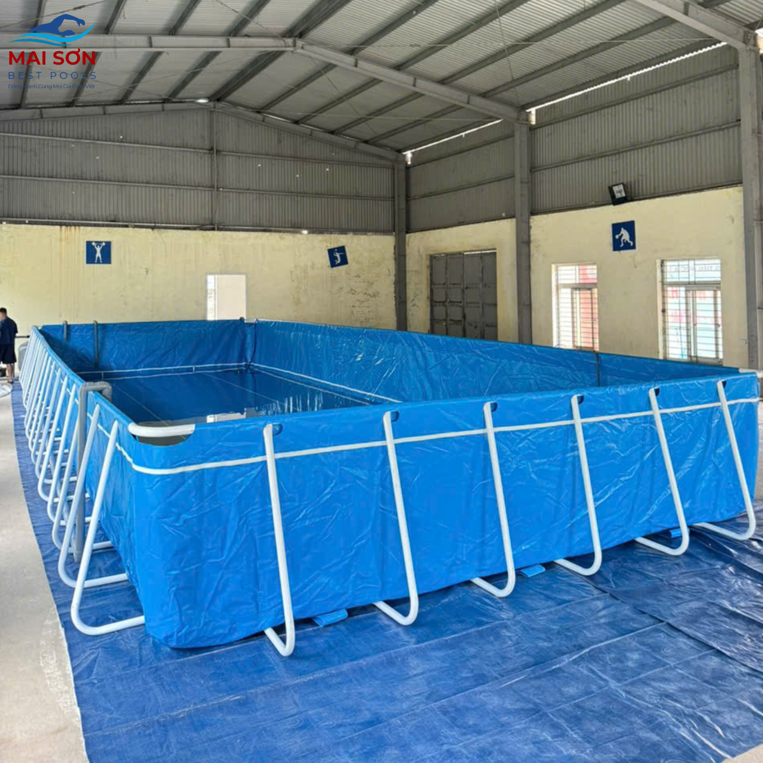 bể bơi lắp ghép trong trường học.