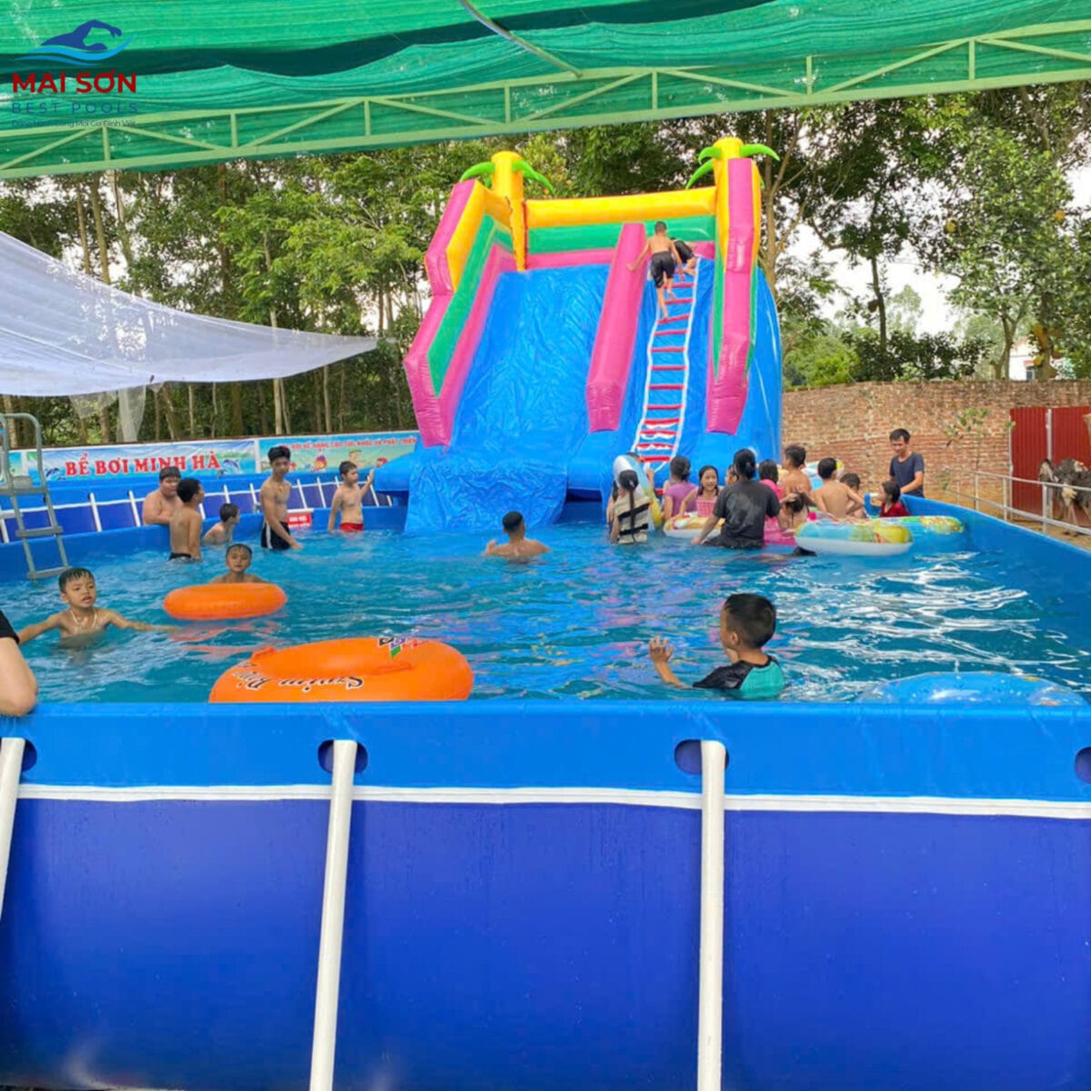 Cách Xử Lý Nước Bể Bơi Lắp Ghép Luôn Trong Xanh, Không Mùi Clo 1 Bể bơi lắp ghép kinh doanh bằng bạt PVC thương hiệu Mai Sơn Best Pools