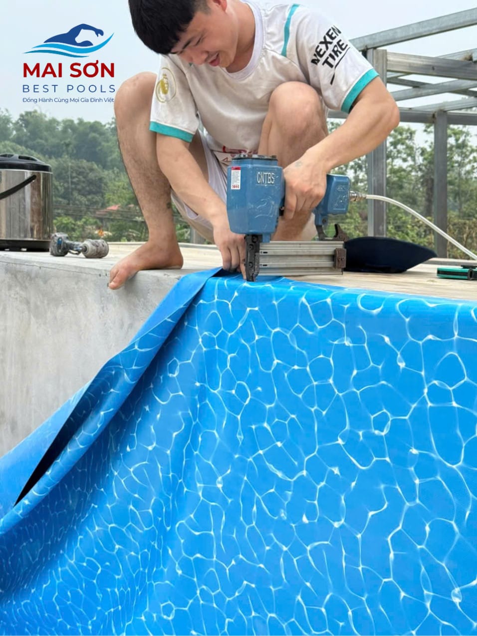 bể bơi dán bạt PVC vân nước