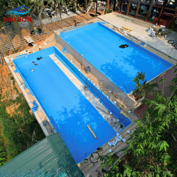 bể bơi dán bạt PVC vân đá