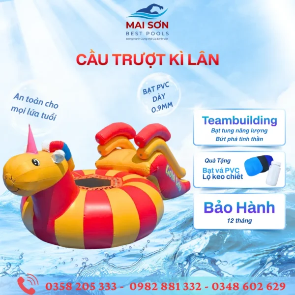 Đồ chơi bơm hơi dưới nước - Cầu trượt kỳ lân bơm hơi