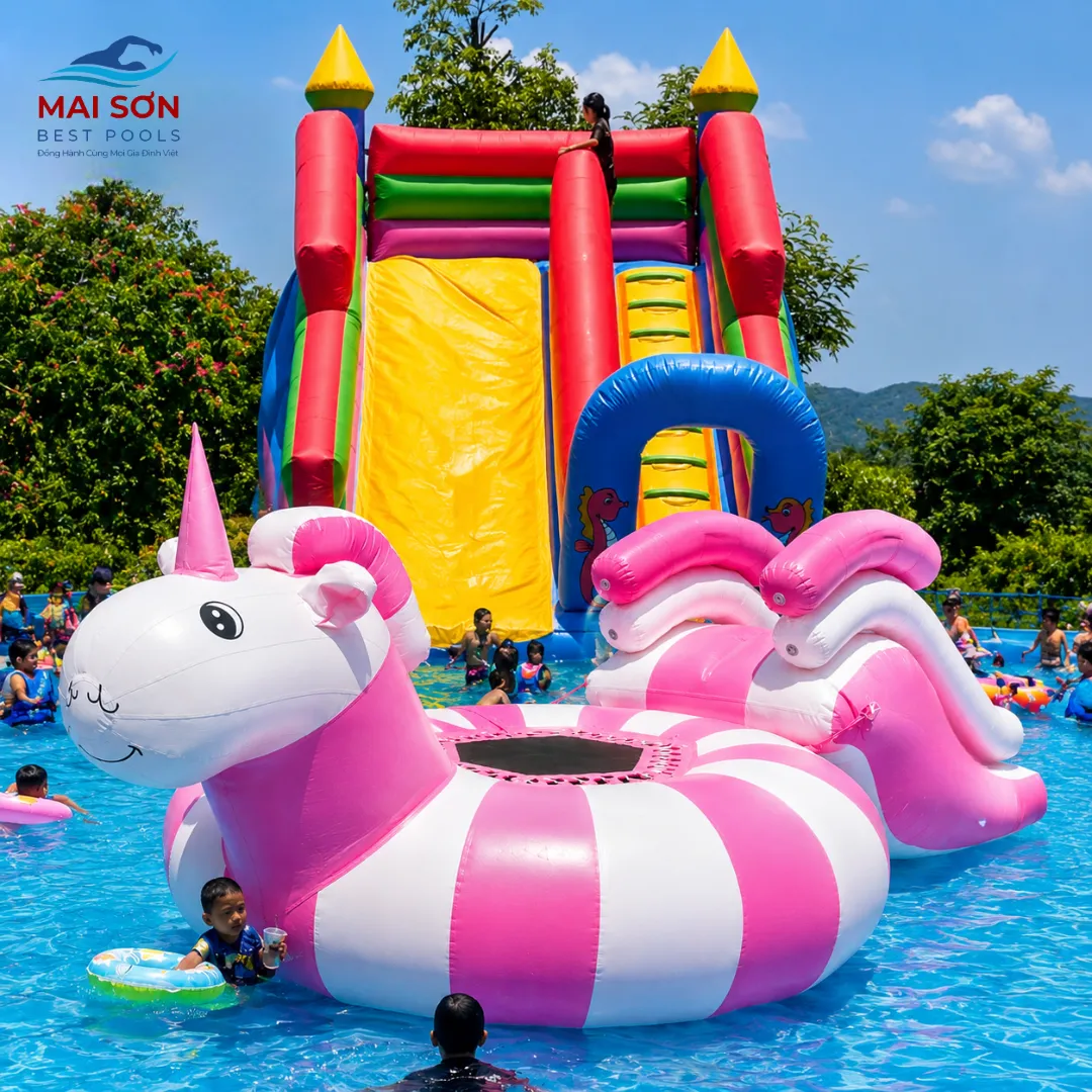 Cầu trượt kỳ lân bơm hơi - Đồ chơi bơm hơi dưới nước 2 Đồ chơi bơm hơi dưới nước - Cầu trượt kỳ lân bơm hơi