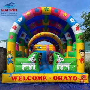 Nhà hơi vòm phủ dù che nắng cho khu vui chơi