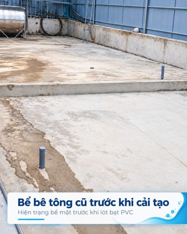 Bể bơi bê tông bị thấm, mất nước xử lý thế nào? 2 Bể bê tông cũ trước khi cải tạo bằng bạt PVC