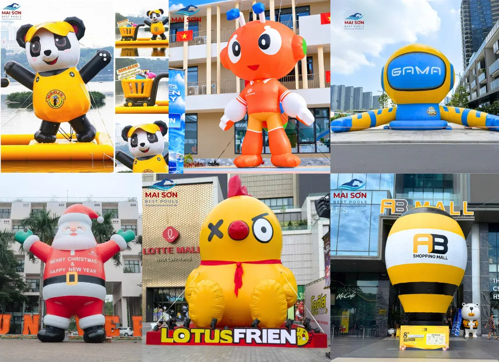 TỔNG HỢP CÁC MẪU LINH VẬT BƠM HƠI - MASCOT BƠM HƠI CỦA MAI SƠN BEST POOLS