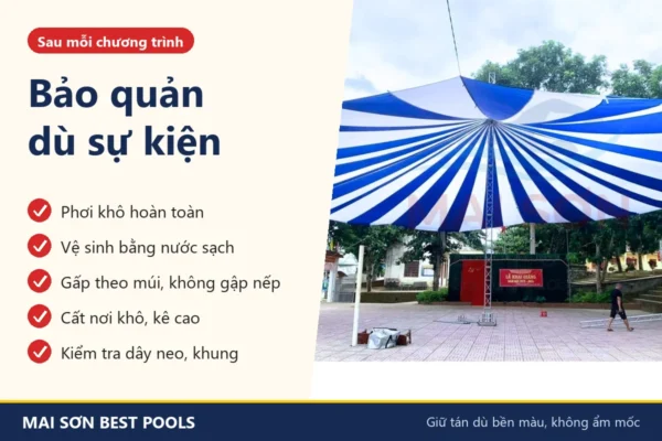 Bảo quản dù sự kiện sau mỗi chương trình - checklist 5 việc chính