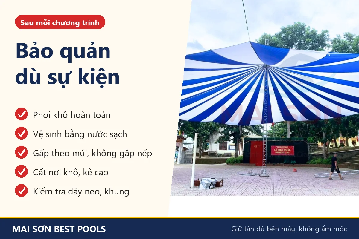Bảo quản dù sự kiện sau mỗi chương trình - checklist 5 việc chính