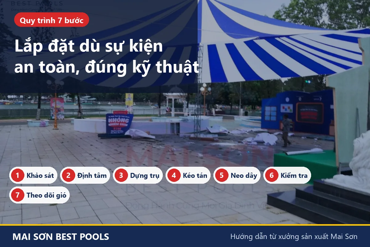 Lắp đặt dù sự kiện an toàn theo quy trình 7 bước